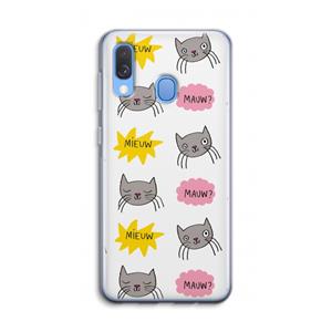 CaseCompany Meow: Samsung Galaxy A40 Transparant Hoesje