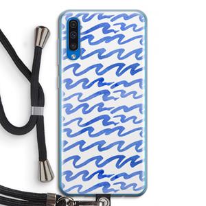 CaseCompany Blauwe golven: Samsung Galaxy A50 Transparant Hoesje met koord