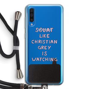 CaseCompany Christian Grey: Samsung Galaxy A50 Transparant Hoesje met koord