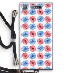 CaseCompany Klaproosjes: Sony Xperia XZ1 Transparant Hoesje met koord