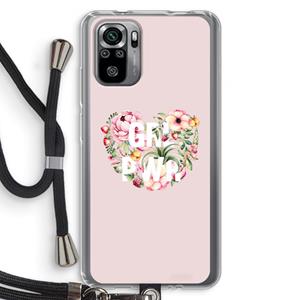 CaseCompany GRL PWR Flower: Xiaomi Redmi Note 10S Transparant Hoesje met koord