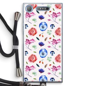CaseCompany Bloemetjes: Sony Xperia XZ1 Transparant Hoesje met koord