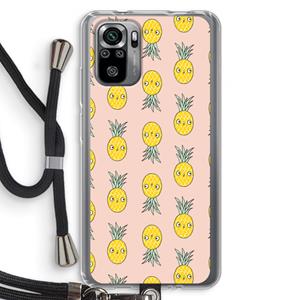 CaseCompany Ananas: Xiaomi Redmi Note 10S Transparant Hoesje met koord