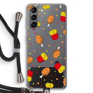 CaseCompany Chicken 'n Fries: Samsung Galaxy S21 Transparant Hoesje met koord