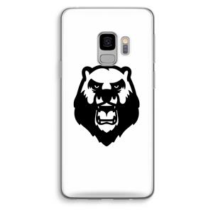 CaseCompany Angry Bear (white): Samsung Galaxy S9 Transparant Hoesje