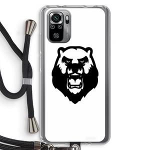 CaseCompany Angry Bear (white): Xiaomi Redmi Note 10S Transparant Hoesje met koord