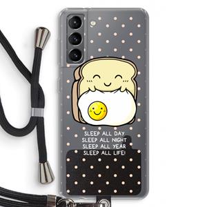 CaseCompany Sleep All Day: Samsung Galaxy S21 Transparant Hoesje met koord