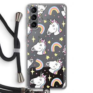 CaseCompany Rainbow Unicorn: Samsung Galaxy S21 Transparant Hoesje met koord