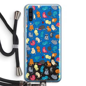 CaseCompany Kleurrijke katten: Samsung Galaxy A50 Transparant Hoesje met koord