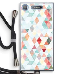 CaseCompany Gekleurde driehoekjes pastel: Sony Xperia XZ1 Transparant Hoesje met koord