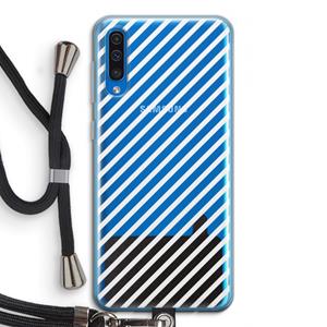 CaseCompany Strepen zwart-wit: Samsung Galaxy A50 Transparant Hoesje met koord