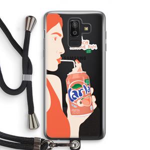 CaseCompany Peach please!: Samsung Galaxy J8 (2018) Transparant Hoesje met koord