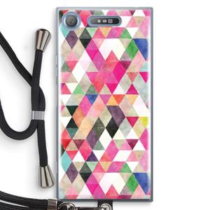 CaseCompany Gekleurde driehoekjes: Sony Xperia XZ1 Transparant Hoesje met koord