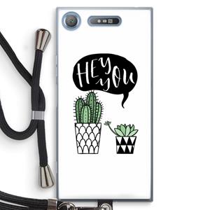 CaseCompany Hey you cactus: Sony Xperia XZ1 Transparant Hoesje met koord