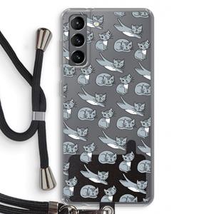 CaseCompany Poezen: Samsung Galaxy S21 Transparant Hoesje met koord