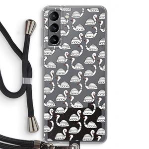 CaseCompany Zwanen: Samsung Galaxy S21 Transparant Hoesje met koord