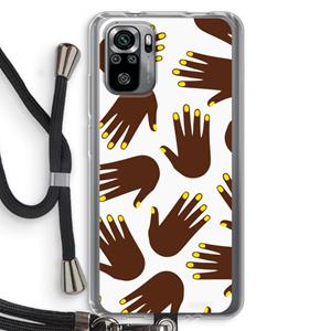 CaseCompany Hands dark: Xiaomi Redmi Note 10S Transparant Hoesje met koord