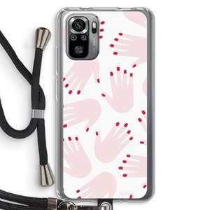 CaseCompany Hands pink: Xiaomi Redmi Note 10S Transparant Hoesje met koord