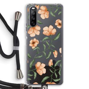 CaseCompany Peachy flowers: Sony Sony Xperia 10 III Transparant Hoesje met koord