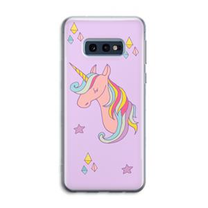 CaseCompany Roze eenhoorn: Samsung Galaxy S10e Transparant Hoesje