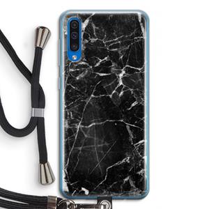 CaseCompany Zwart Marmer 2: Samsung Galaxy A50 Transparant Hoesje met koord