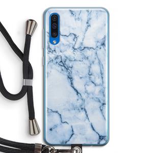 CaseCompany Blauw marmer: Samsung Galaxy A50 Transparant Hoesje met koord