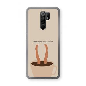 CaseCompany Aggressively drinks coffee: Xiaomi Redmi 9 Transparant Hoesje