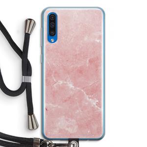 CaseCompany Roze marmer: Samsung Galaxy A50 Transparant Hoesje met koord