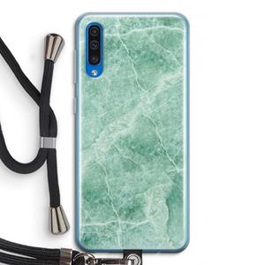 CaseCompany Groen marmer: Samsung Galaxy A50 Transparant Hoesje met koord