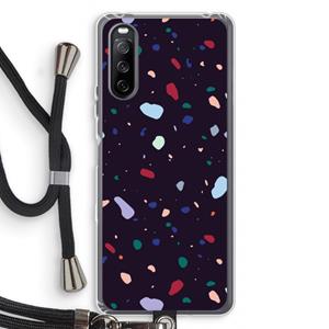 CaseCompany Dark Rounded Terrazzo: Sony Sony Xperia 10 III Transparant Hoesje met koord