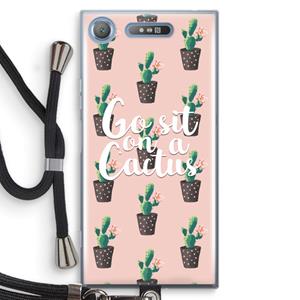 CaseCompany Cactus quote: Sony Xperia XZ1 Transparant Hoesje met koord