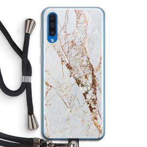 CaseCompany Goud marmer: Samsung Galaxy A50 Transparant Hoesje met koord