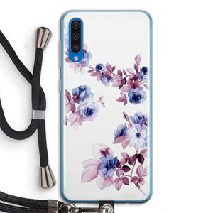 CaseCompany Waterverf bloemen: Samsung Galaxy A50 Transparant Hoesje met koord