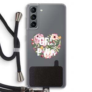 CaseCompany GRL PWR Flower: Samsung Galaxy S21 Transparant Hoesje met koord