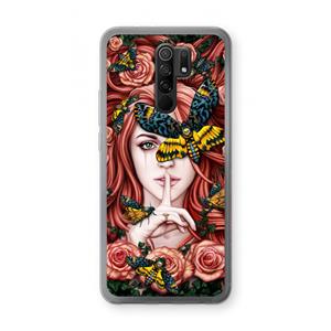 CaseCompany Lady Moth: Xiaomi Redmi 9 Transparant Hoesje