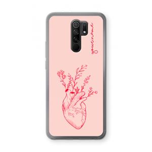 CaseCompany Blooming Heart: Xiaomi Redmi 9 Transparant Hoesje