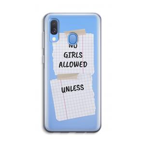 CaseCompany No Girls Allowed Unless: Samsung Galaxy A40 Transparant Hoesje