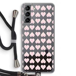 CaseCompany Ass 'n Titties: Samsung Galaxy S21 Transparant Hoesje met koord