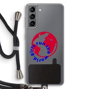 CaseCompany Run The World: Samsung Galaxy S21 Transparant Hoesje met koord