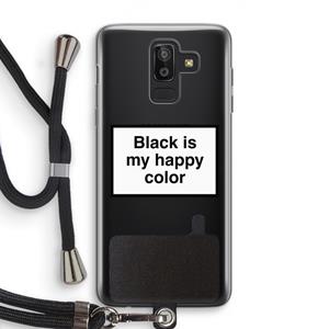 CaseCompany Black is my happy color: Samsung Galaxy J8 (2018) Transparant Hoesje met koord