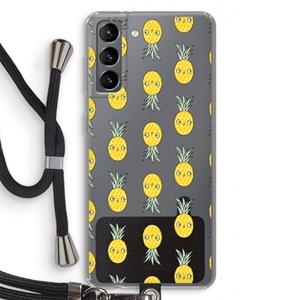 CaseCompany Ananas: Samsung Galaxy S21 Transparant Hoesje met koord