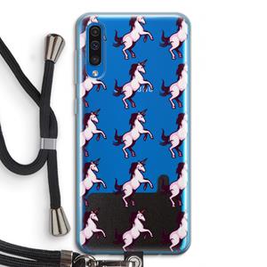 CaseCompany Musketon Unicorn: Samsung Galaxy A50 Transparant Hoesje met koord