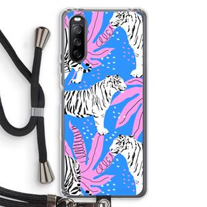 CaseCompany Tijger: Sony Sony Xperia 10 III Transparant Hoesje met koord