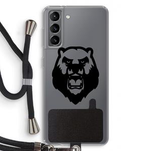 CaseCompany Angry Bear (black): Samsung Galaxy S21 Transparant Hoesje met koord
