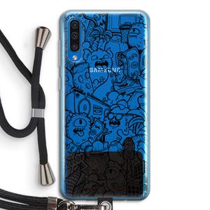 CaseCompany Vexx Black City : Samsung Galaxy A50 Transparant Hoesje met koord