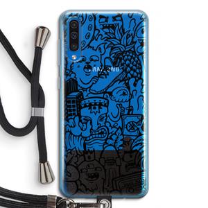 CaseCompany Vexx Black Mixtape: Samsung Galaxy A50 Transparant Hoesje met koord