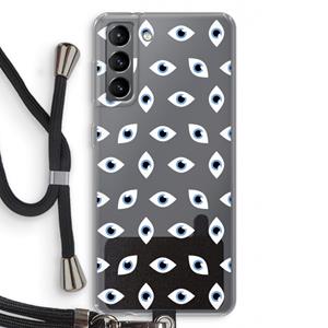 CaseCompany Eyes pattern: Samsung Galaxy S21 Transparant Hoesje met koord