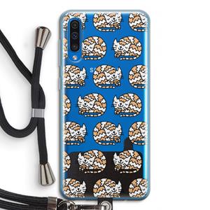 CaseCompany Slapende poes: Samsung Galaxy A50 Transparant Hoesje met koord