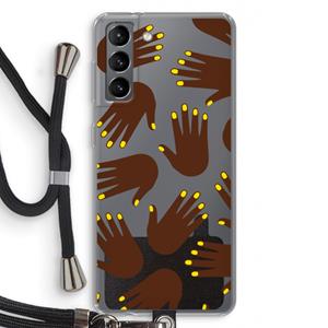 CaseCompany Hands dark: Samsung Galaxy S21 Transparant Hoesje met koord