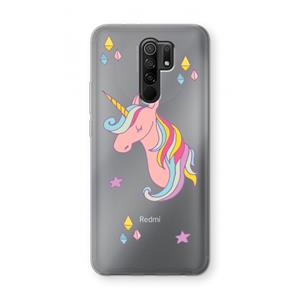 CaseCompany Roze eenhoorn: Xiaomi Redmi 9 Transparant Hoesje